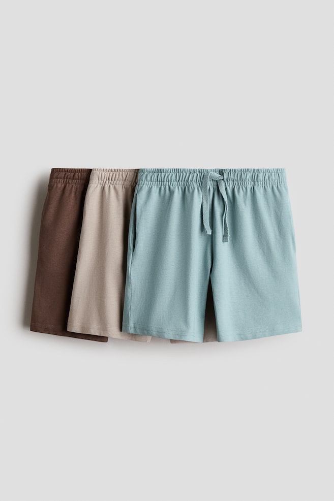 3-pack cotton jersey shorts - Light dusty turquoise/Light gray melange/navy blue/White/striped/Navy blue/green/Red/Blue/light blue - 1