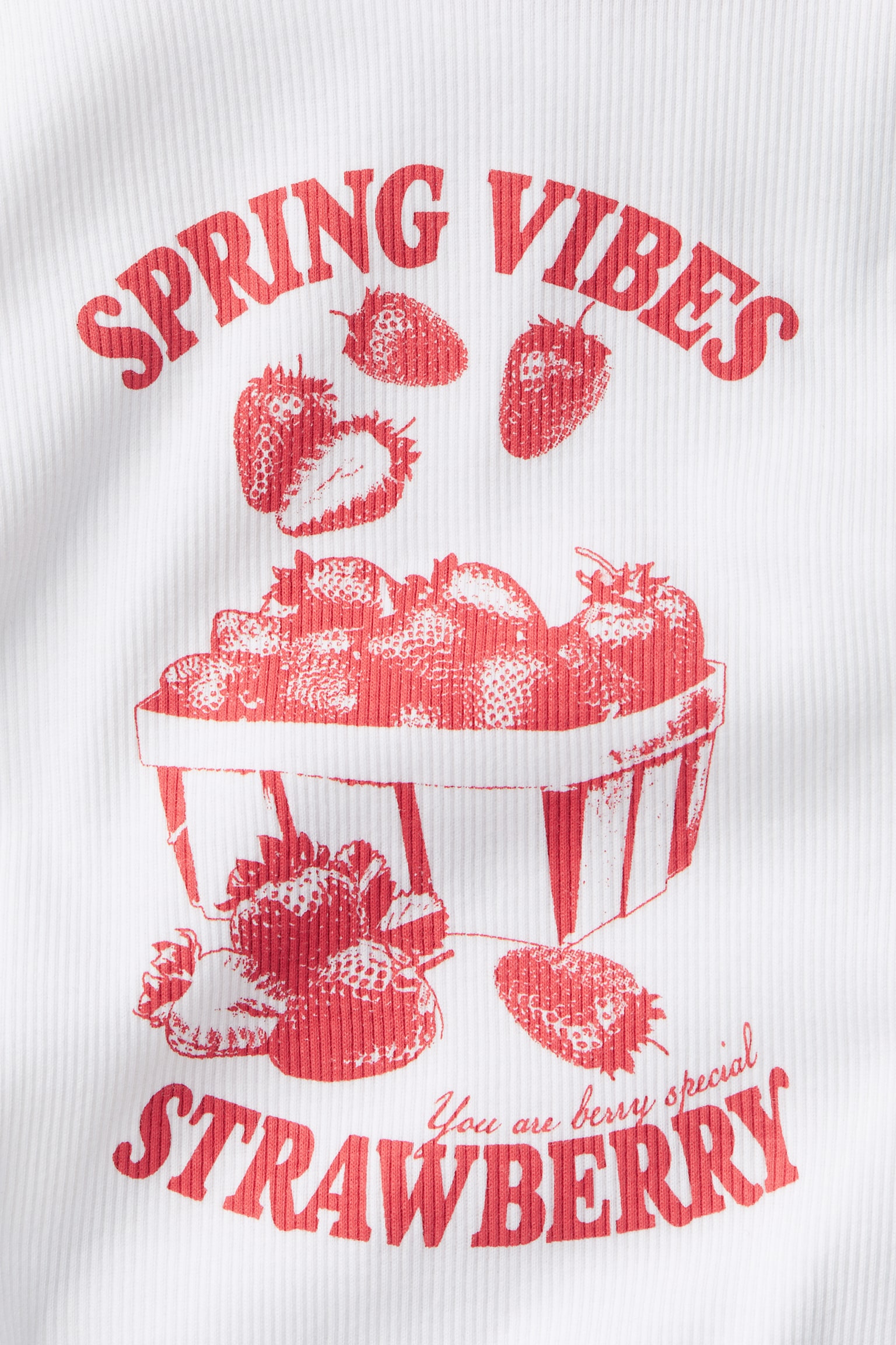 Ribbed T-shirt - White/Strawberries/Light red/Strawberries/Dark grey/Stay Sunny/Light beige/Star - 2