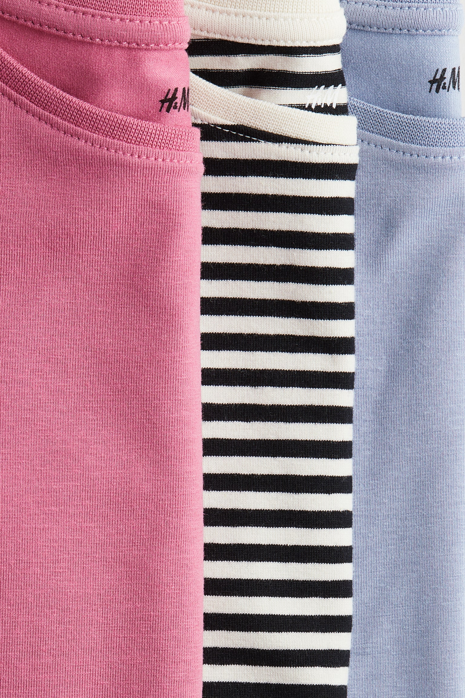 3-pack long-sleeved tops - Pink/Blue/White/Grey marl/Black/Beige/Leopard-print/Light pink/Striped/Yellow/Patterned - 2