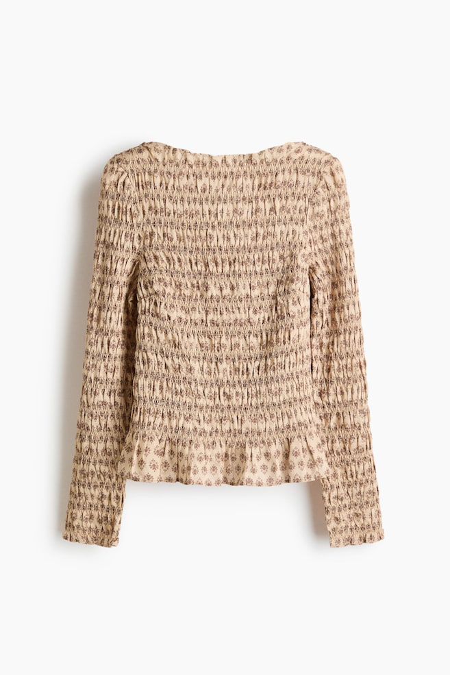 Top con punto smock - Beige/Floreado - 1
