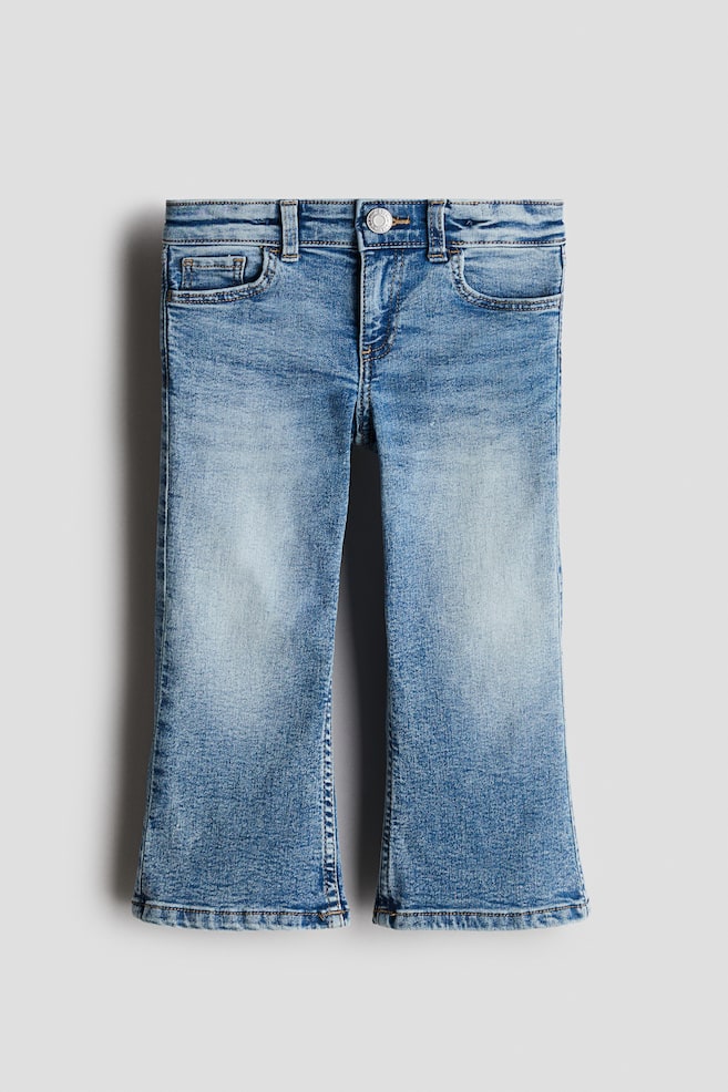 Cropped Flared Leg Jeans - Denimblauw/Licht denimblauw - 1