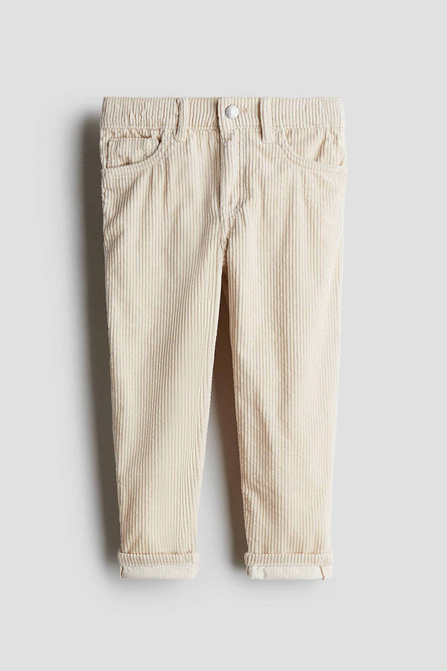 Cotton corduroy trousers - Light beige/Vintage black - 2