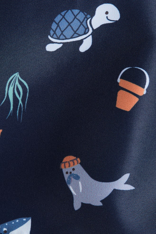 Patterned swim shorts-Navy blue/Marine life - 2