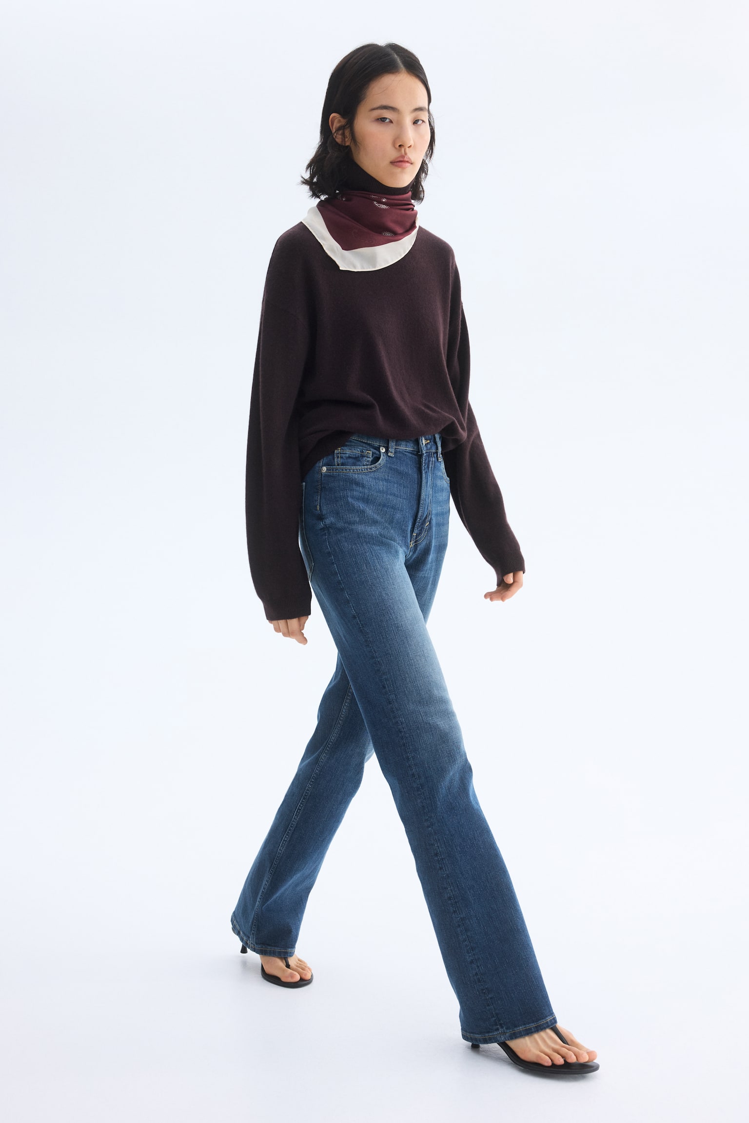 Bootcut High Jeans - Bleu denim foncé/Marron foncé/Bleu denim - 4