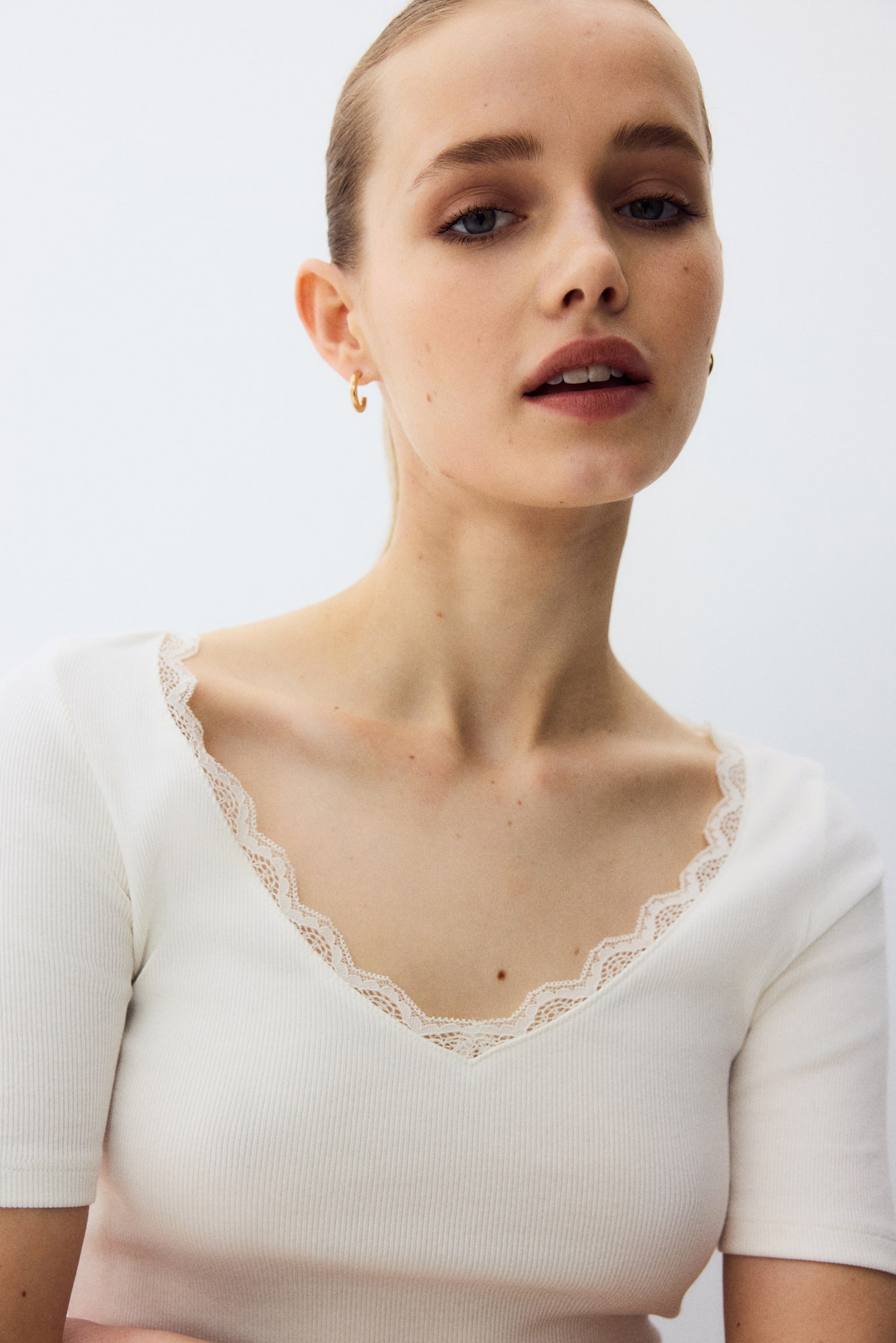 Rib-knit top - White/Pink - 3