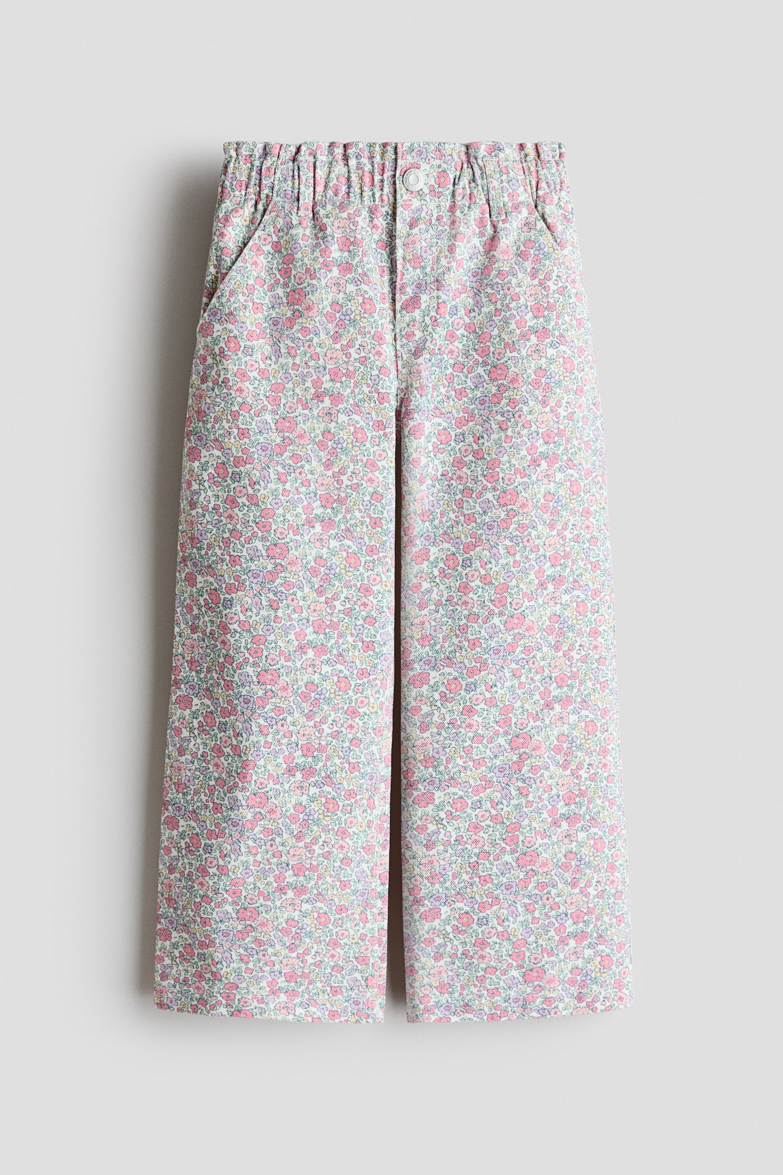 Jean paper bag Wide Leg - Blanc/fleuri/Beige clair/fleuri/Bleu denim/Rose clair/cerises/Gris denim/Rose clair/Bleu denim/Bleu denim clair/Blanc/bleu/fleuri/Bleu denim/Rose clair/Rose clair/Vert kaki clair/Beige clair/fleuri/Beige - 1