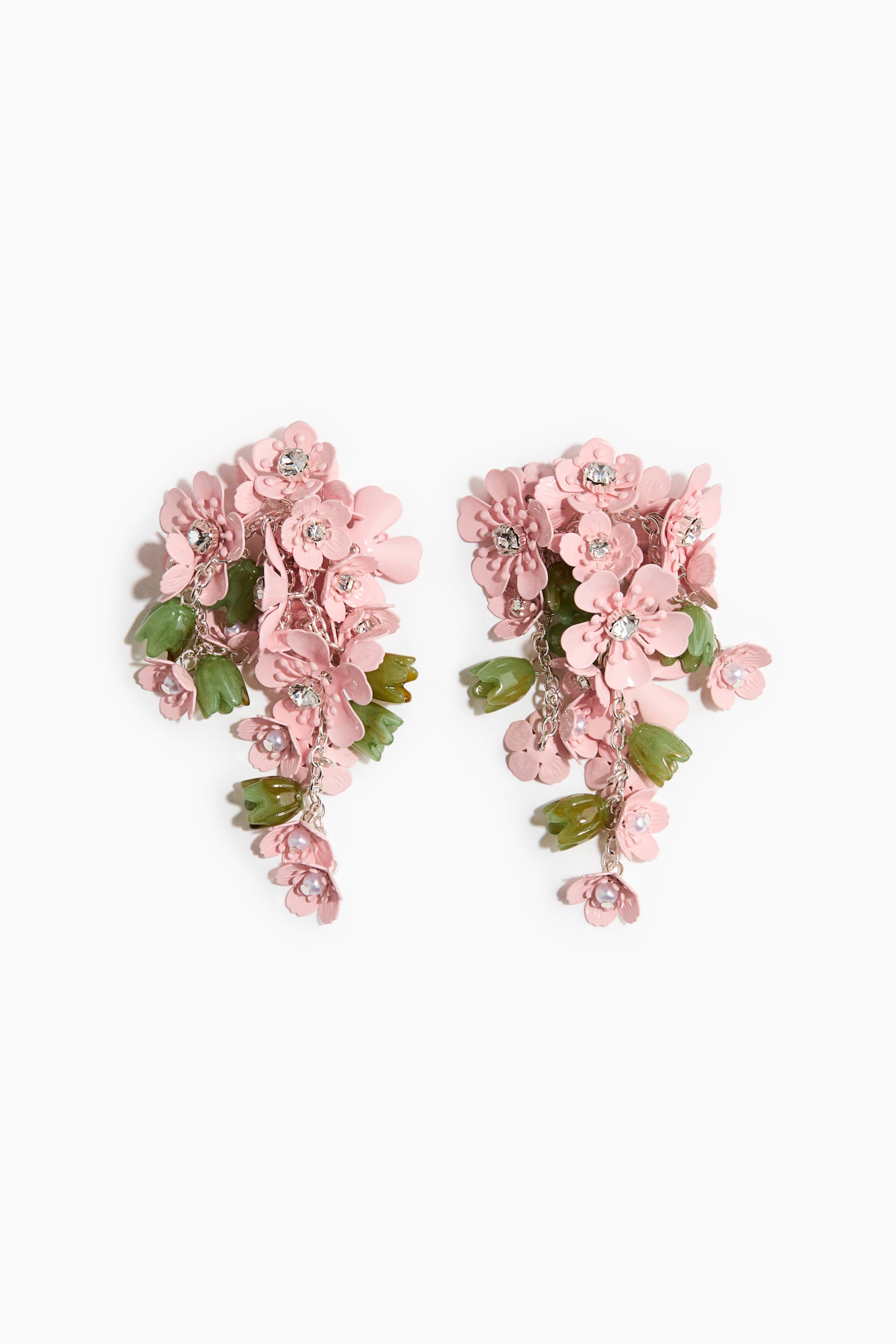 Cluster-Ohrringe mit Blumendetails - Mattrosa