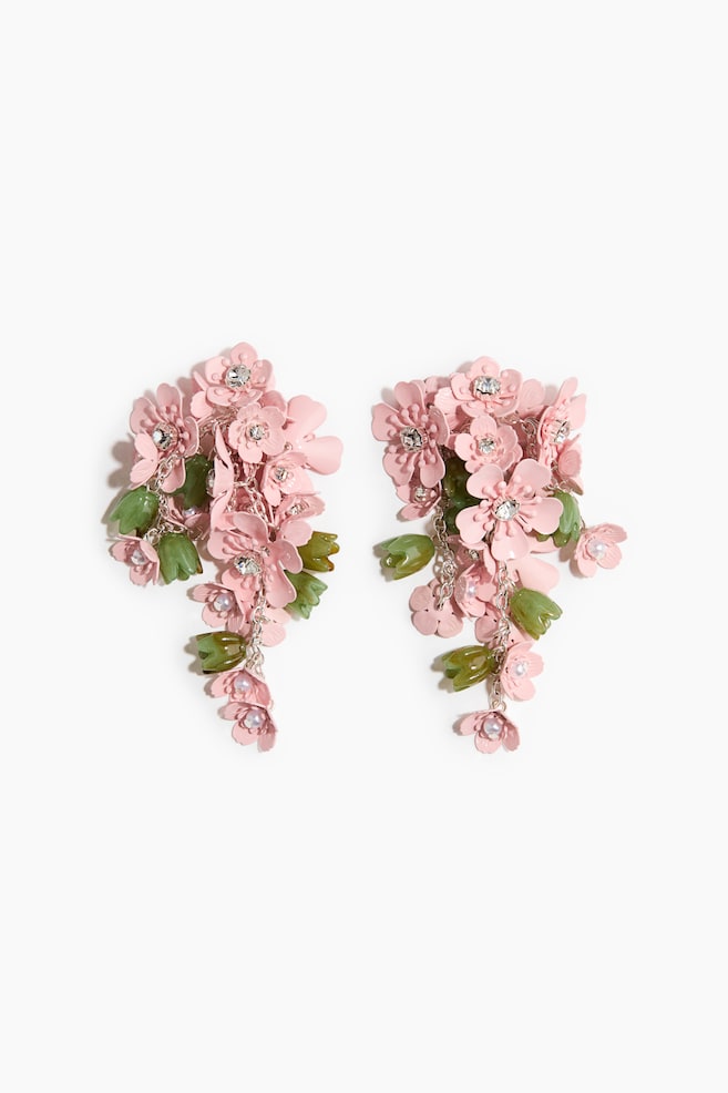 Clusteroorhangers met bloemdetails - Dusty roze - 1