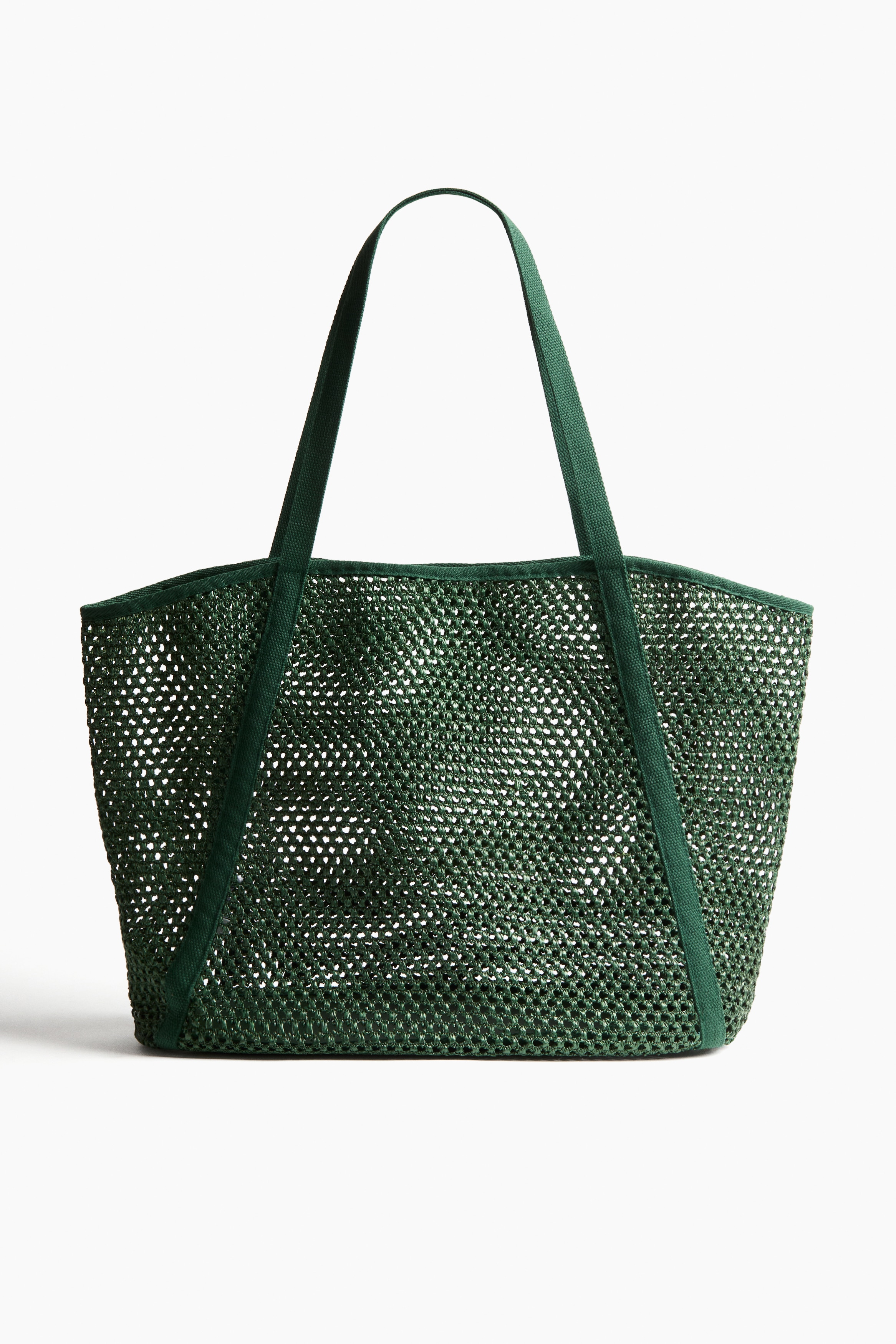 Net beach bag - Dark green/Dark brown