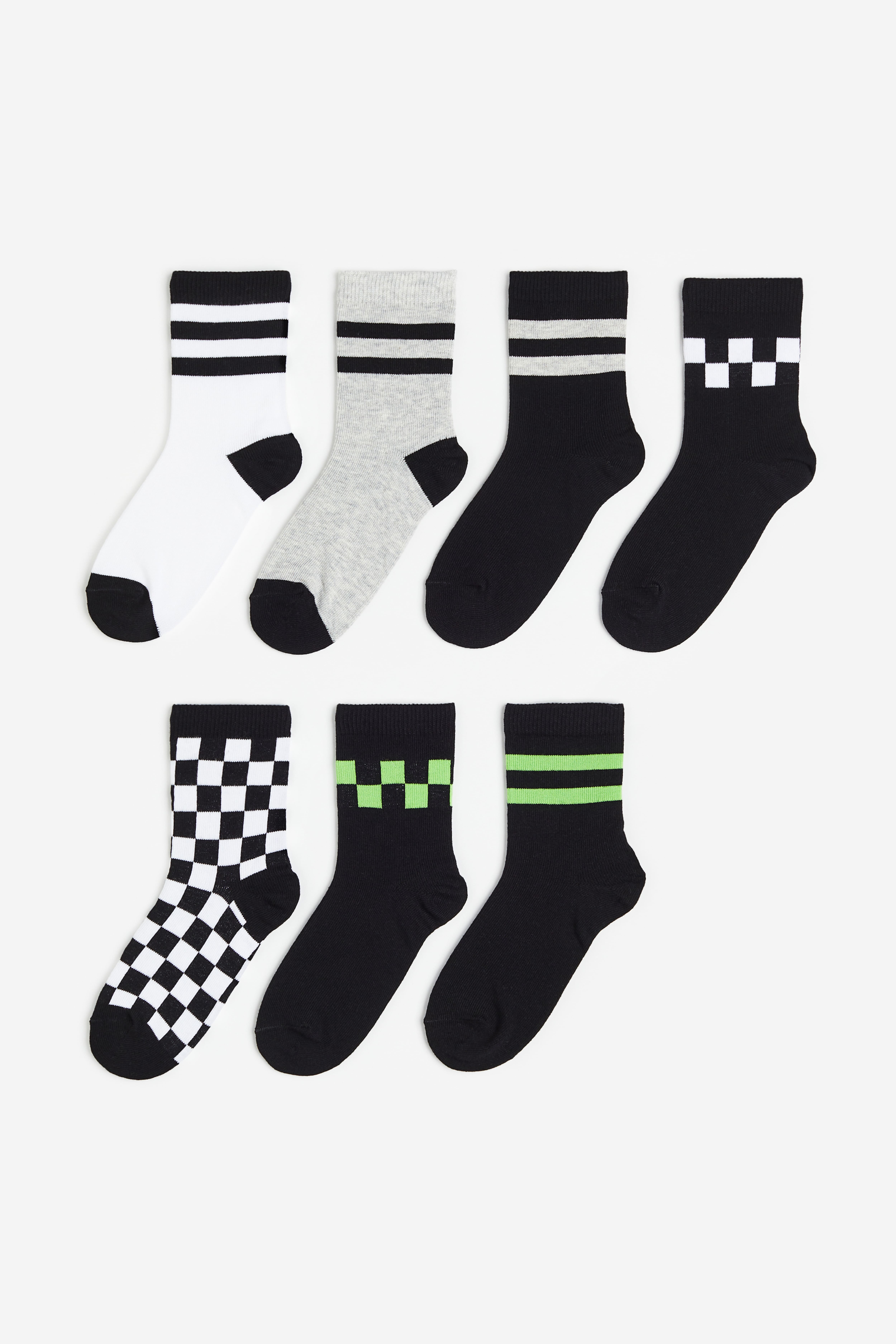 7 pack Socks Black checkerboard Kids H M CA