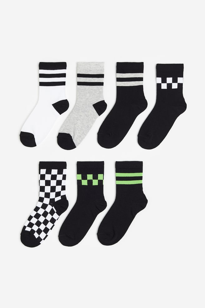 7-pack socks - Black/Chequered/Black/Days of the week/Dark blue/Striped/White/Black