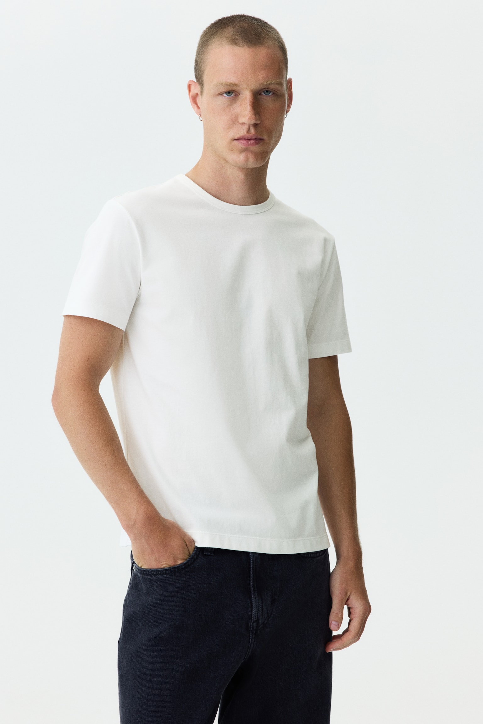 Regular Fit Cotton T-shirt - Ivory - 1