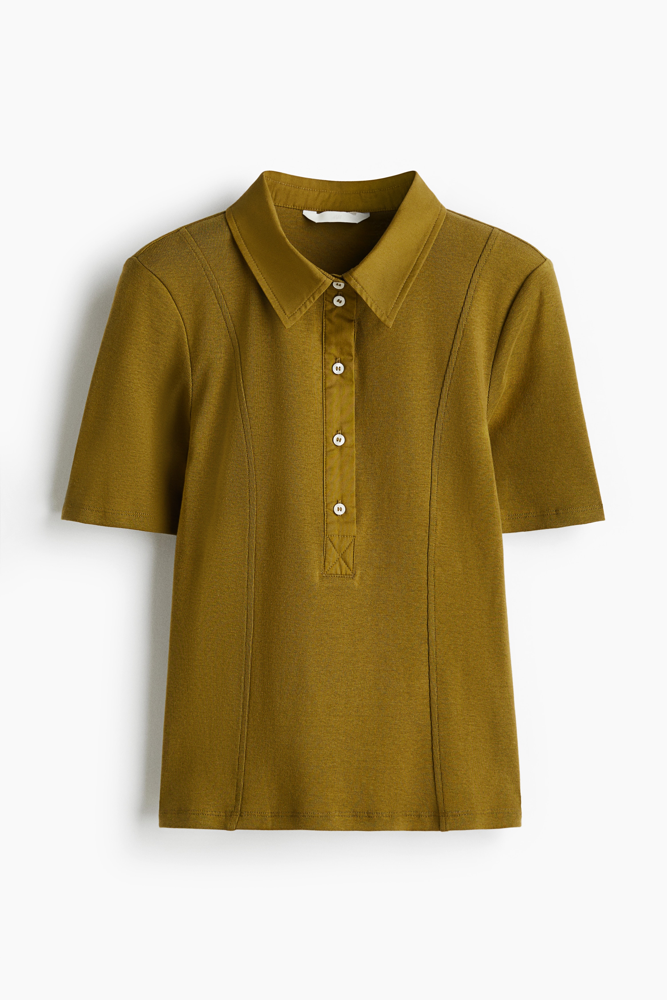 Collared Top - Olive green/Dark beige