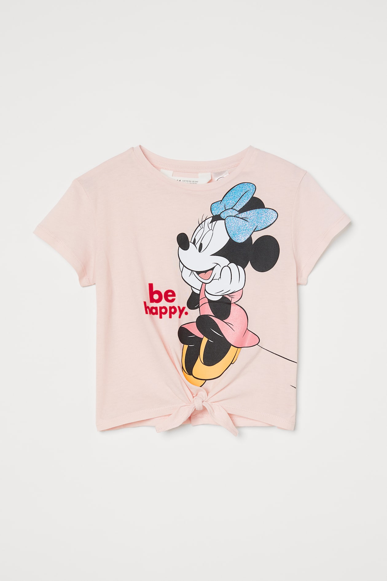 Tie-hem Jersey Top - Light pink/Minnie Mouse - Kids | H&M US