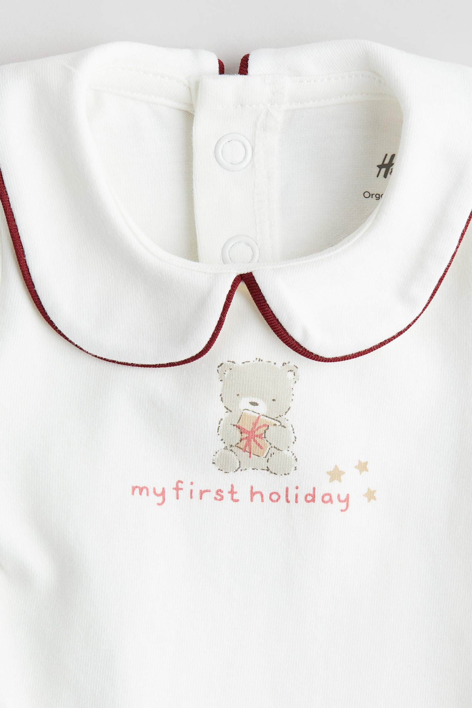 Collared bodysuit - White/Bear - 3