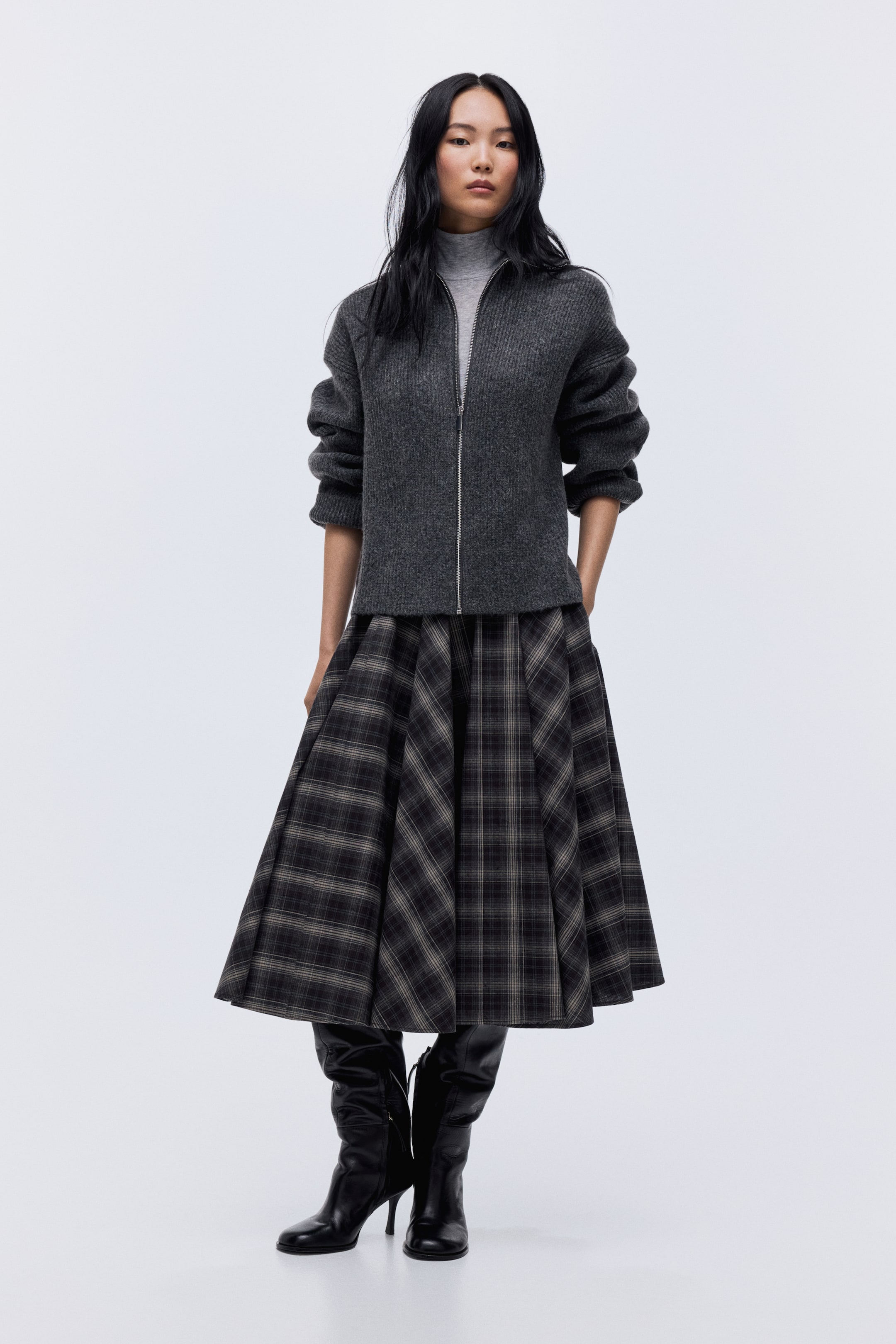 Ver imagen más grande: Cárdigan con cremallera - Gris oscuro jaspeado - MUJER | H&M ES 3