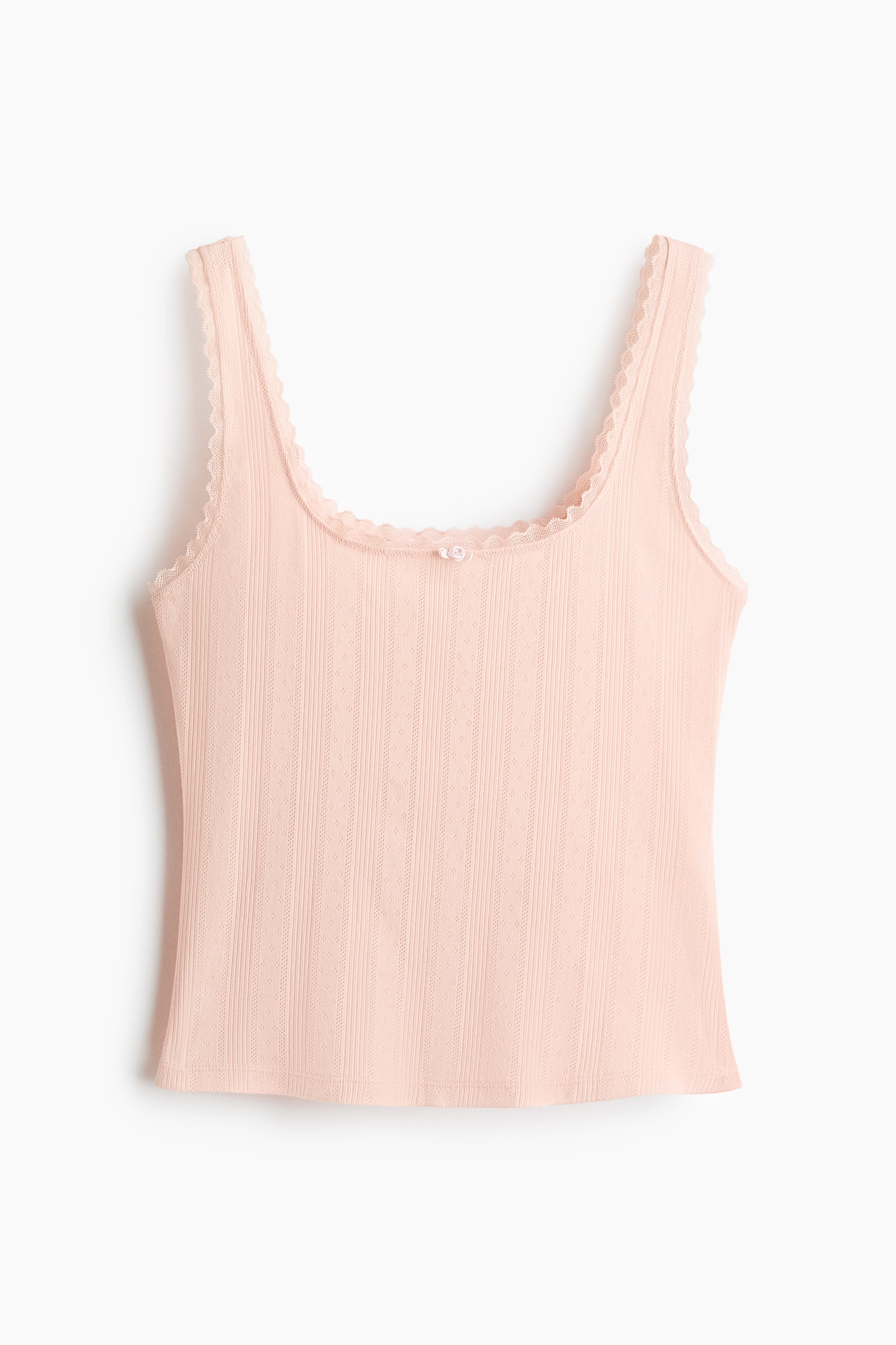 Cotton Pointelle Singlet - Light peach pink