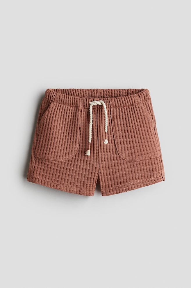 Vohvelitrikoiset shortsit - Ruskea/Beige - 1
