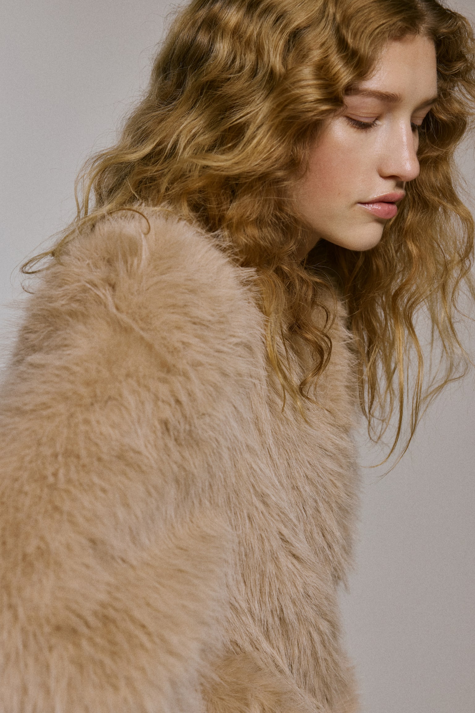 Puff-sleeved jacket - Beige/Dark brown - 3