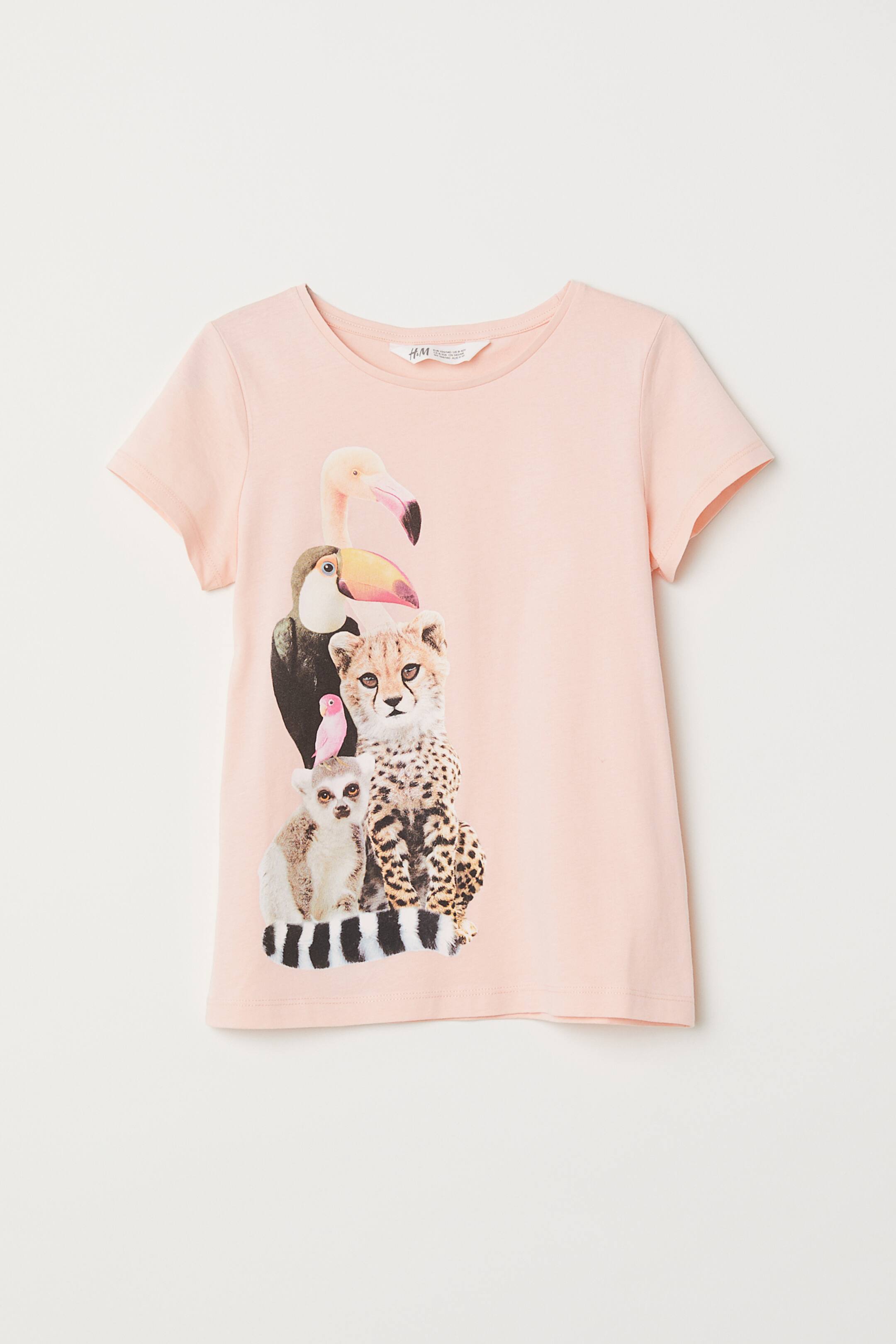 View larger image: Printed jersey top - Light coral/Animals - Kids | H&M GB 1