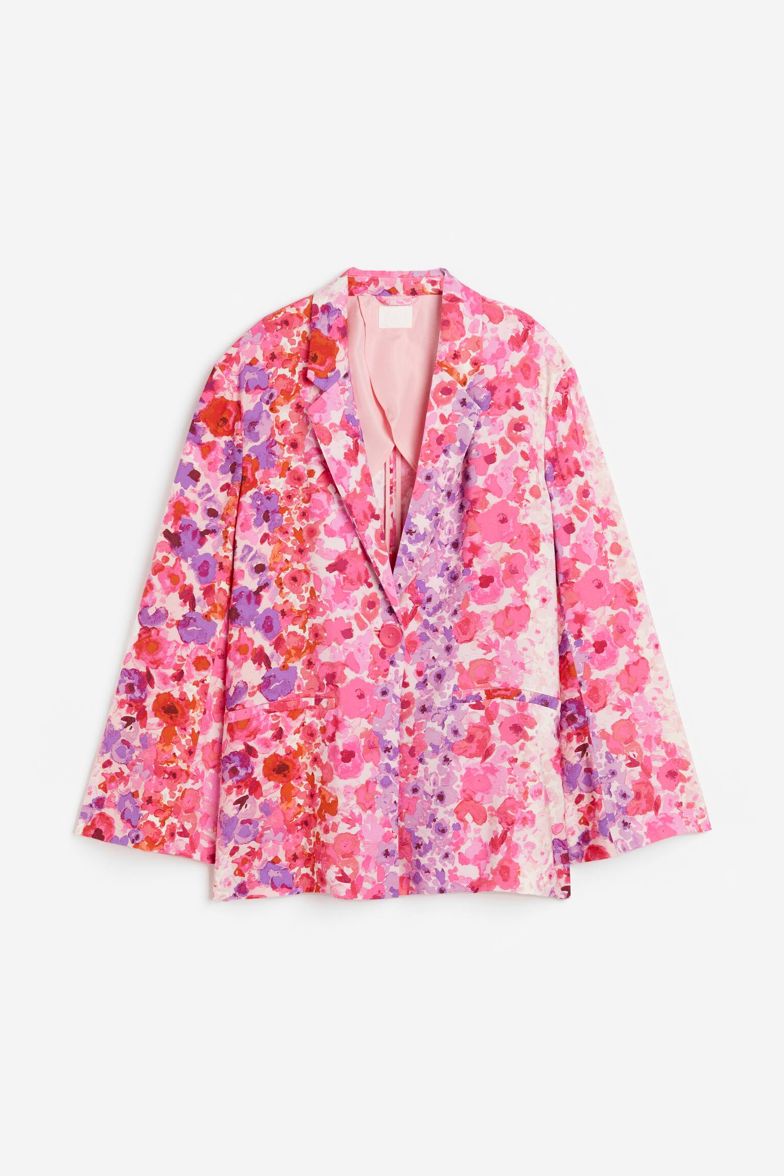 Oversized Blazer - Pink/Floral - 1