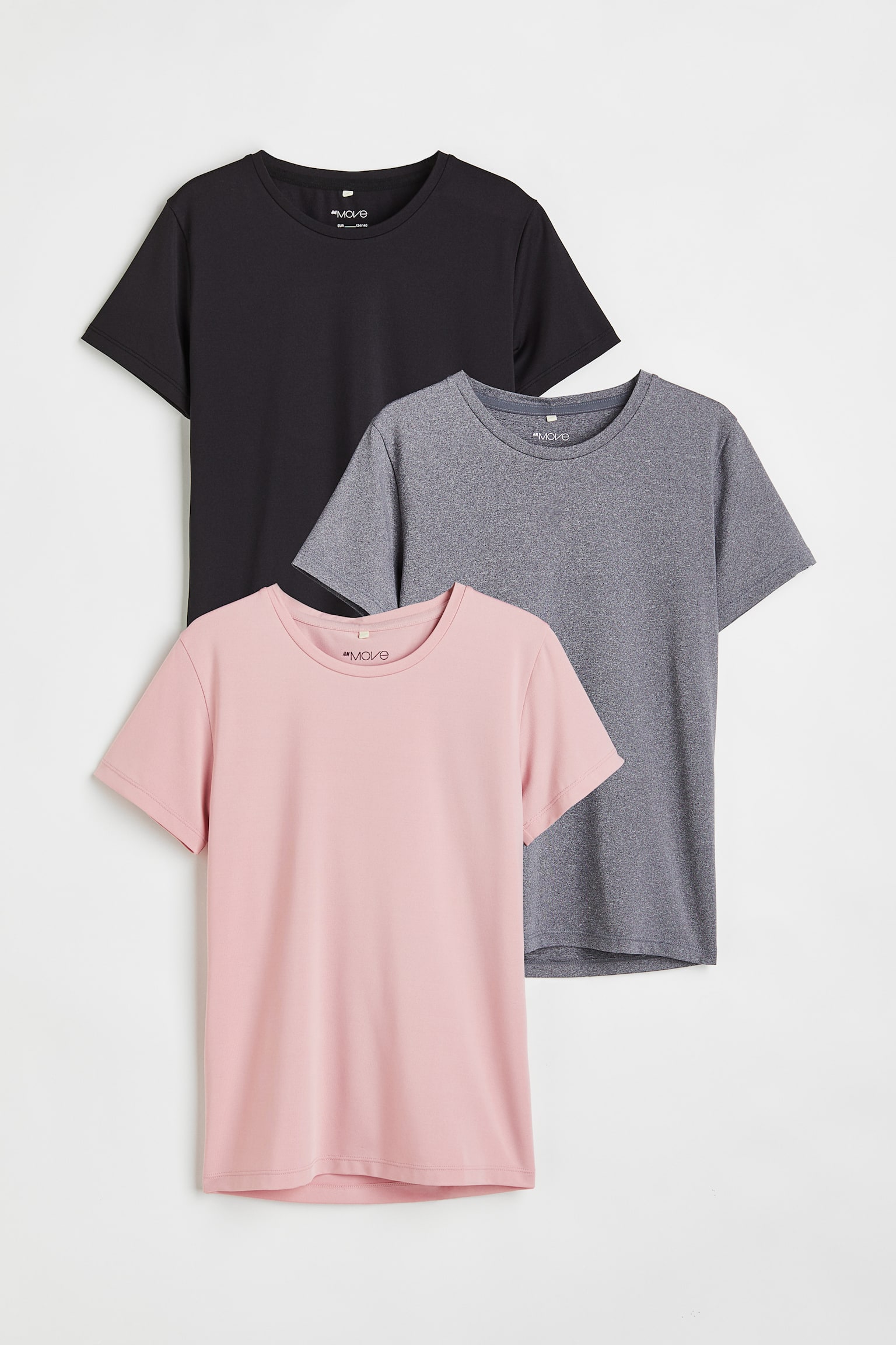 3-pack Activewear Tees - Black/Grey marle/Light pink - 1