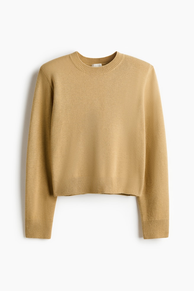 Shoulder-Pad Sweater - Beige/Light taupe/Dark brown - 1