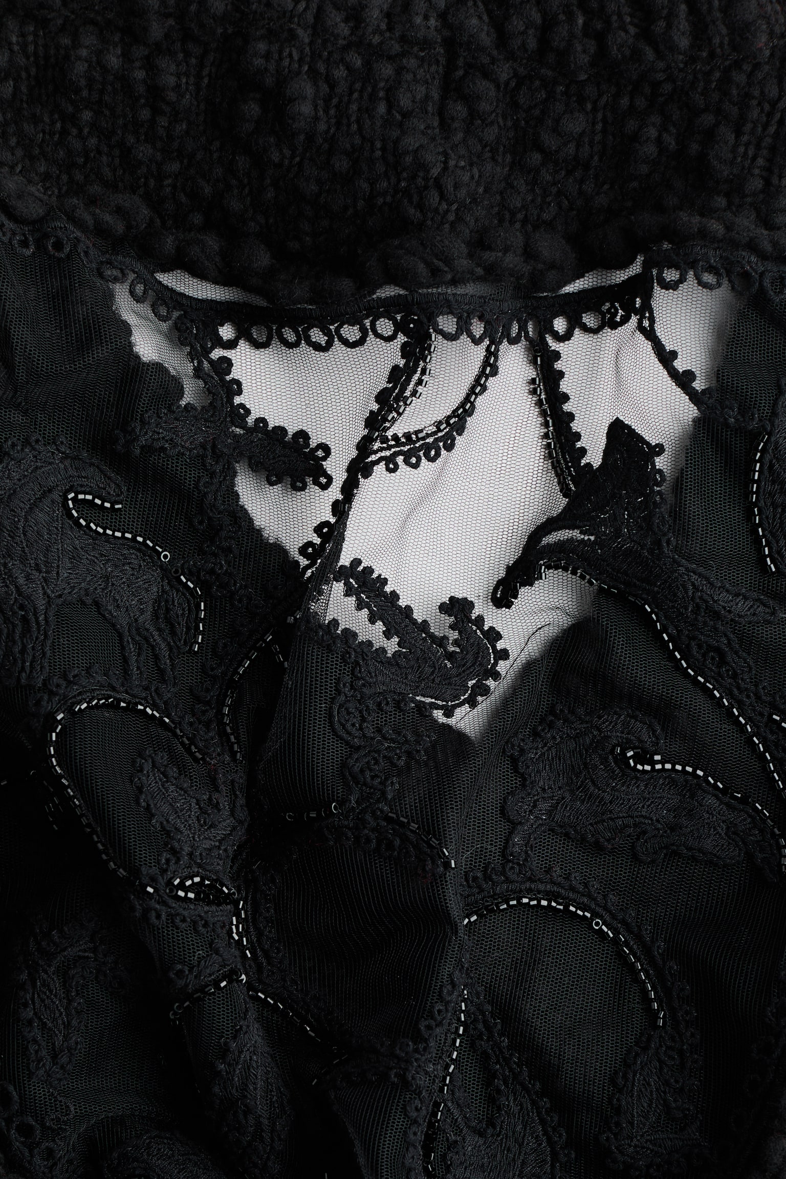 엠브로이더리 울 블렌드 스웨터 - 블랙/버건디 - 3