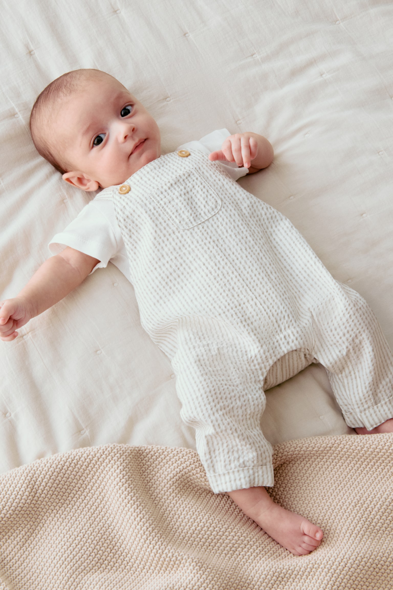 2-piece cotton set - White/Beige striped - 4