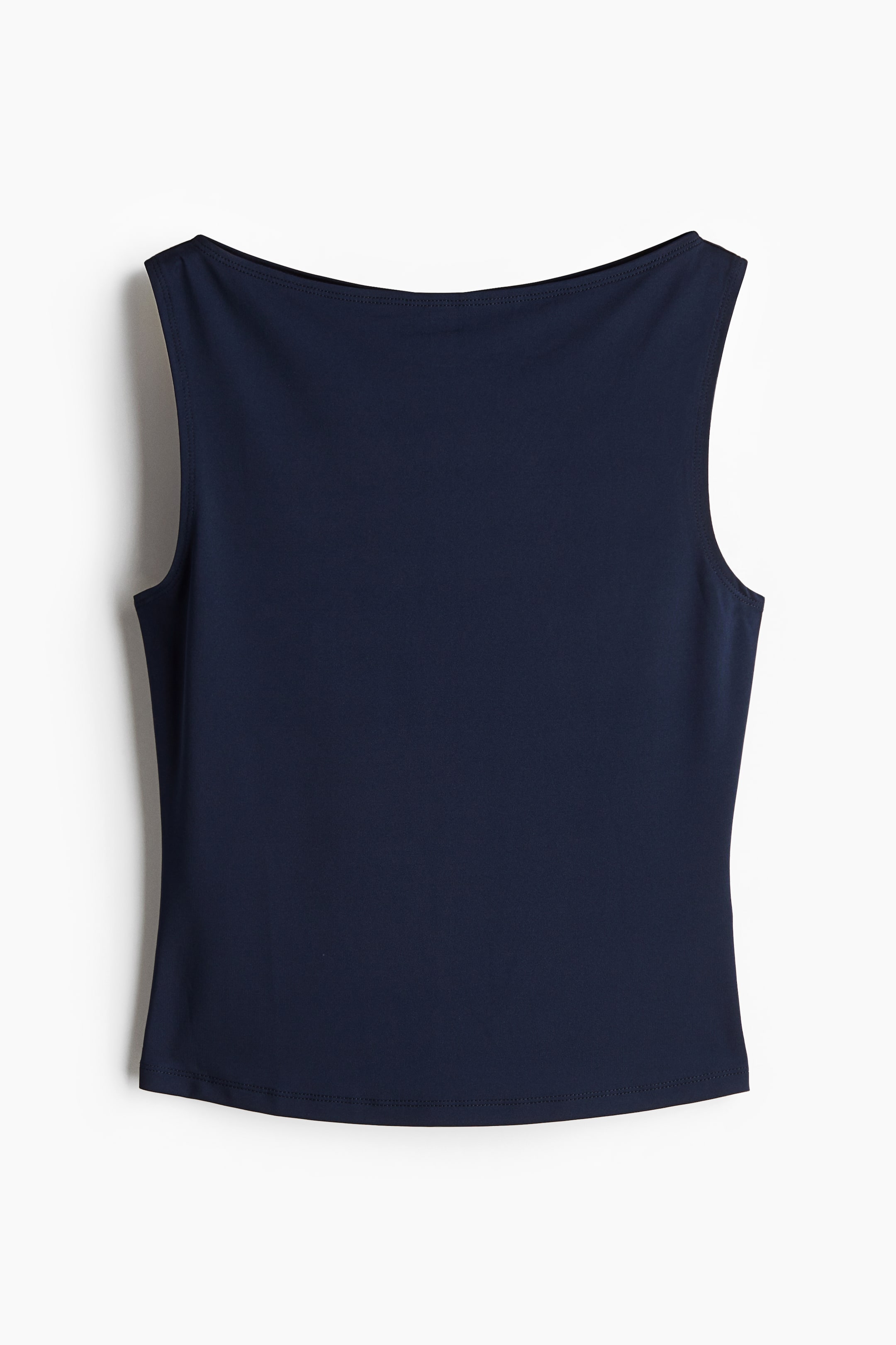 Boat-neck vest top - Boat neck - Sleeveless - Navy blue - Ladies | H&M IE