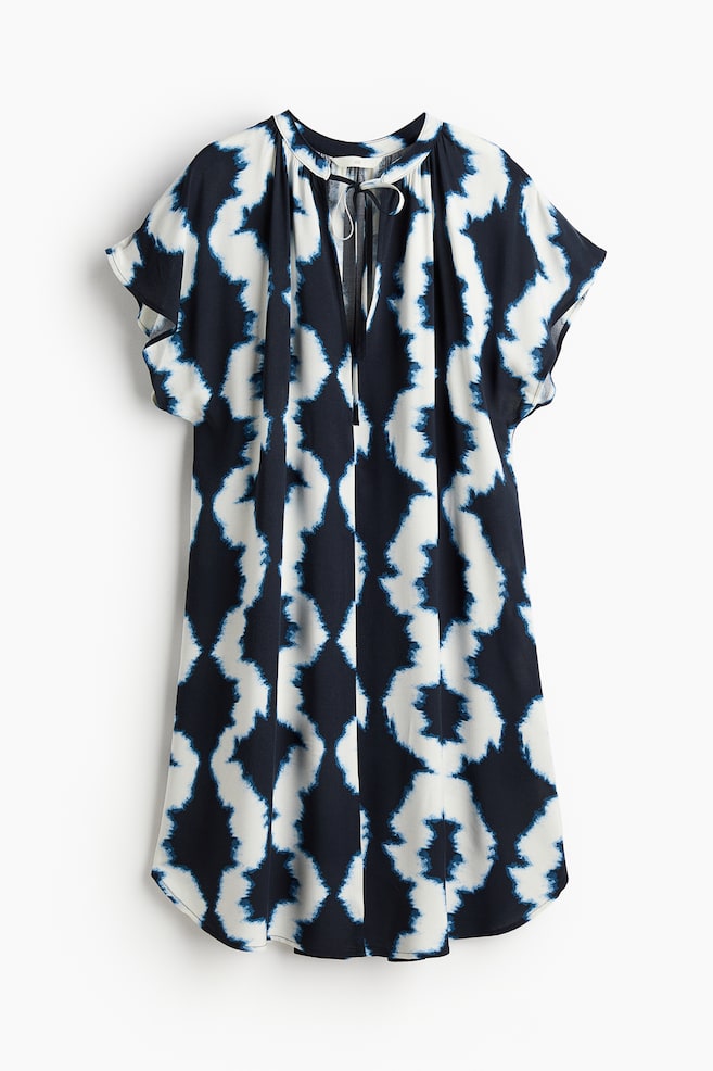 Tie-detail dress - Navy blue/Patterned/Green/Patterned/Blue/Striped - 1