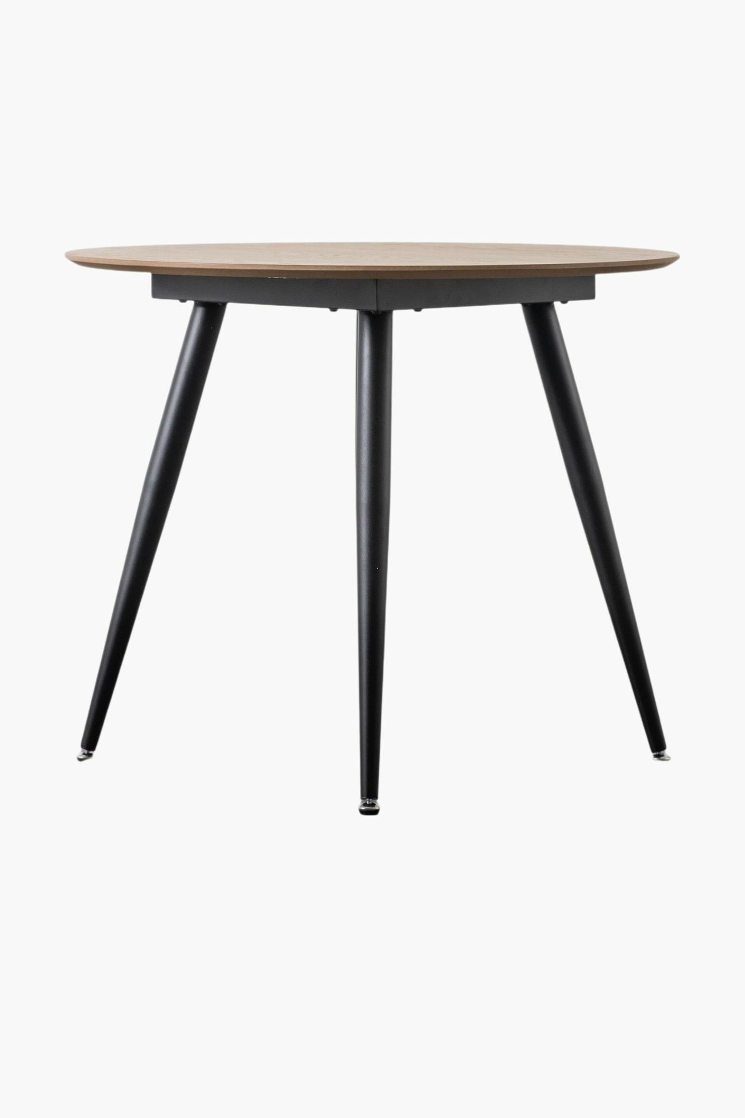 Wood Veneer Round Dining Table - Natural/Black - 6