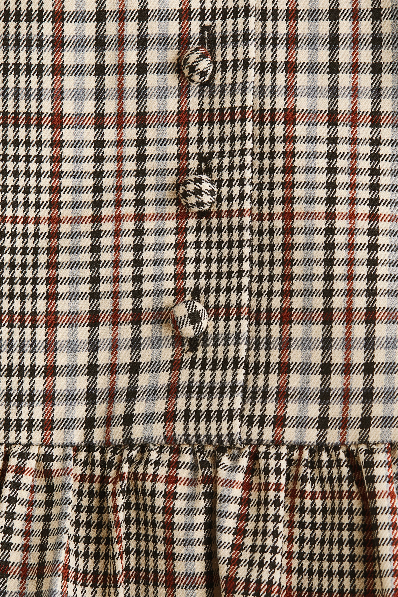 Bubble-hem dress - Beige/Checked - 2