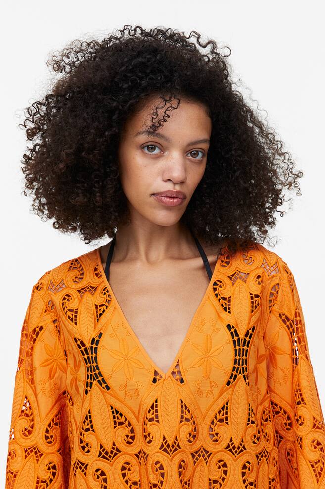 Embroidered dress - Orange - 3