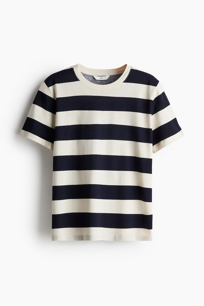Printed T-shirt - Light beige/Navy blue striped/Cream/Bisous - 1