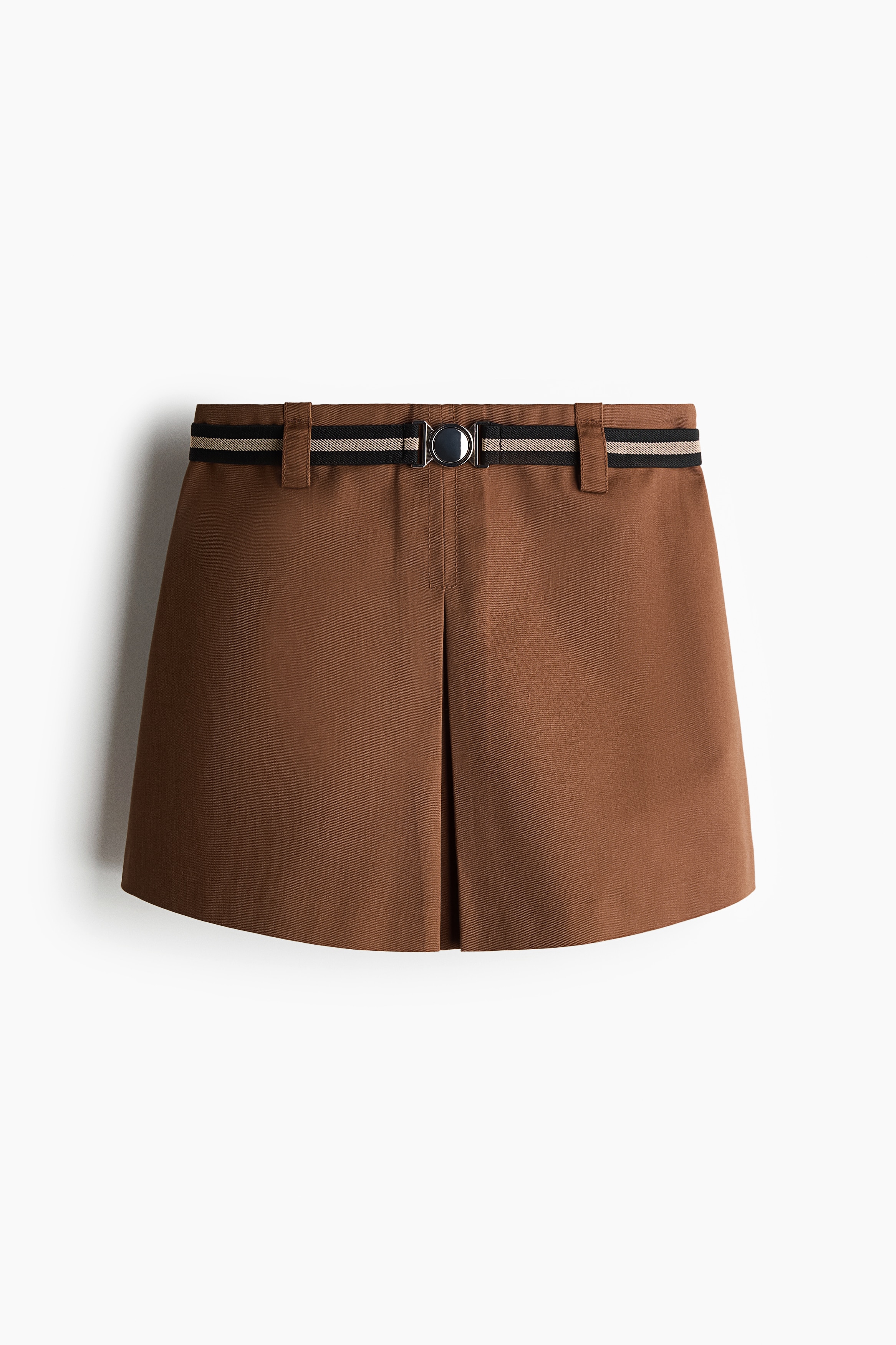 Jupe-short en sergé avec ceinture - Brun