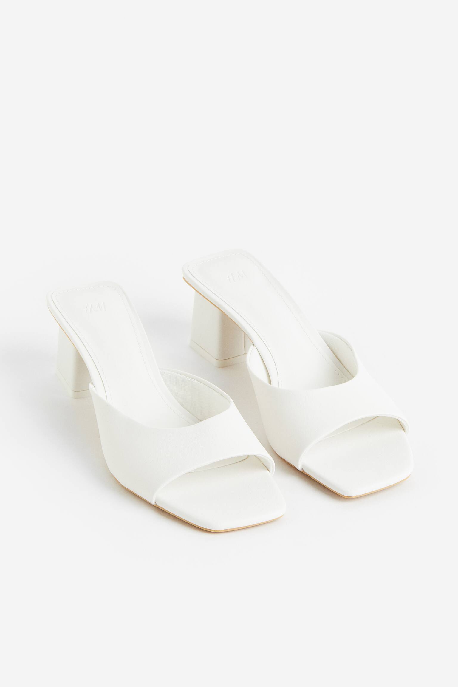 Heeled Mules - White/Dark beige/Black - 4