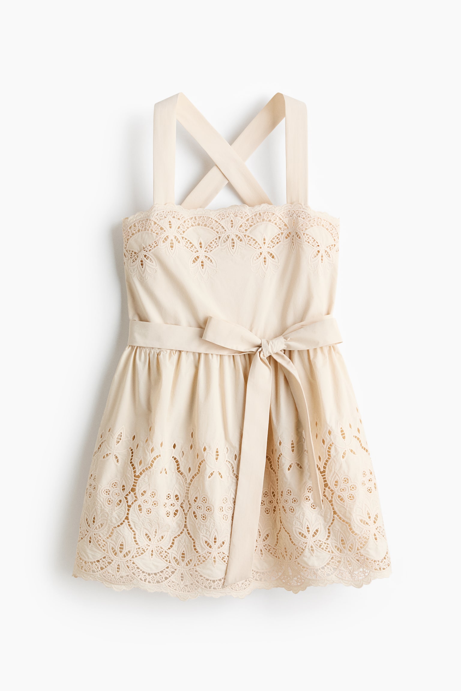 Broderie anglaise dress - Light beige - 2