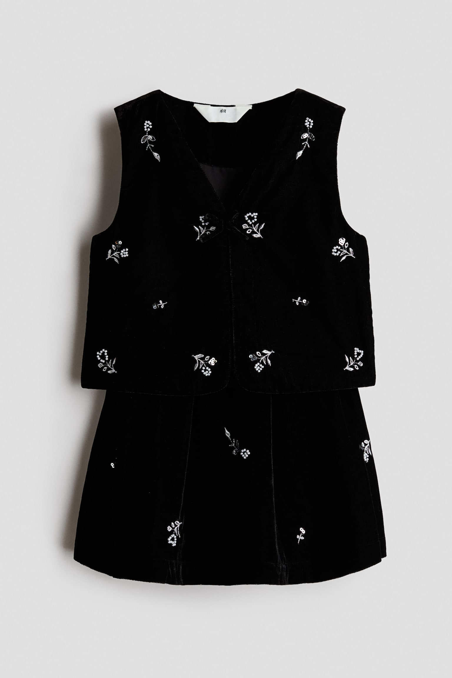 H&M 2-Piece Embroidered Velvet Set, цвет: Чёрный — фото 1