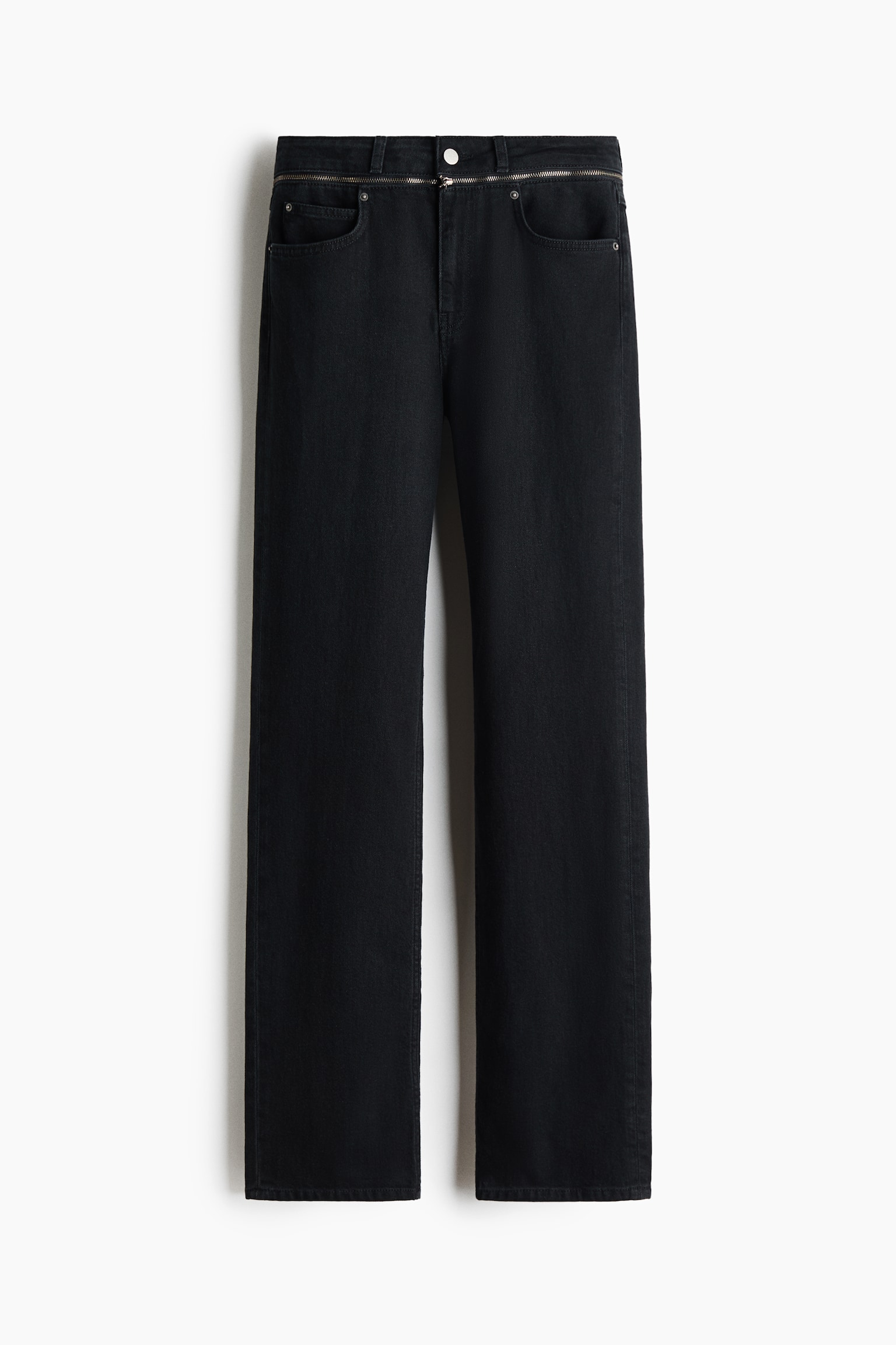 Slim Straight Regular Waist Jeans - Черен - 1