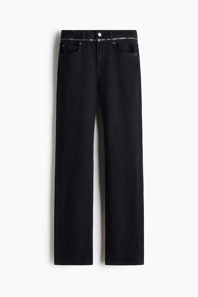 Slim Straight Regular Waist Jeans - Nero - 1