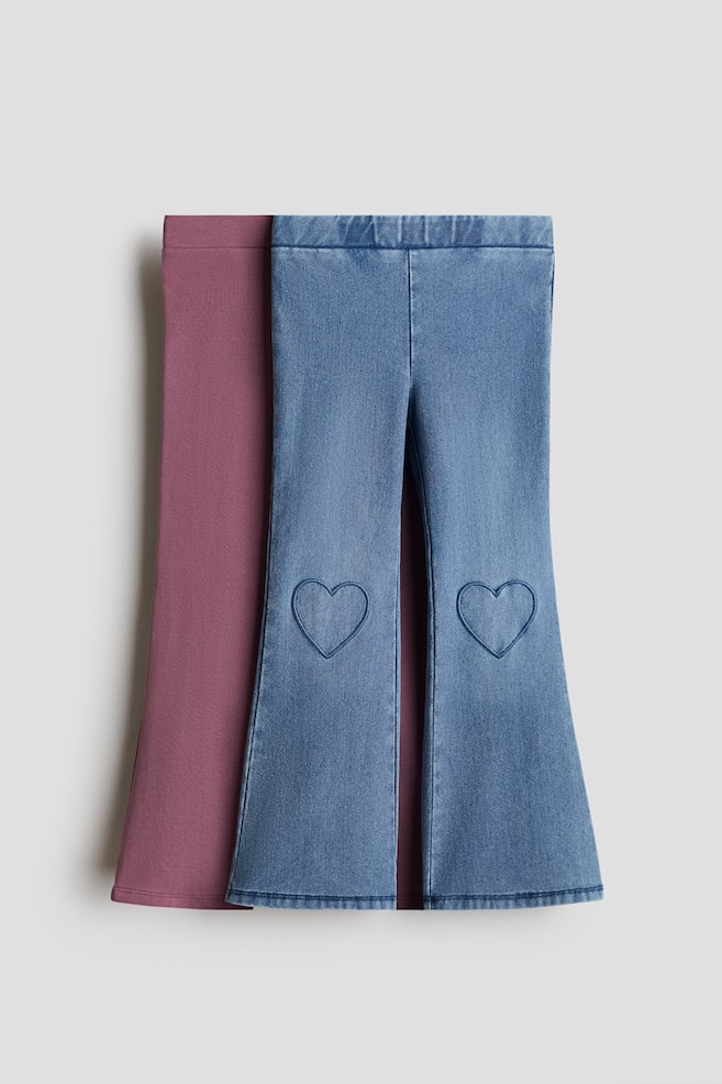 2er-Pack Jeggings - Mattlila/Denimblau/Dunkles Denimblau/Schleifen/Denimblau/Geblümt/Denimgrau/Herzen - 1