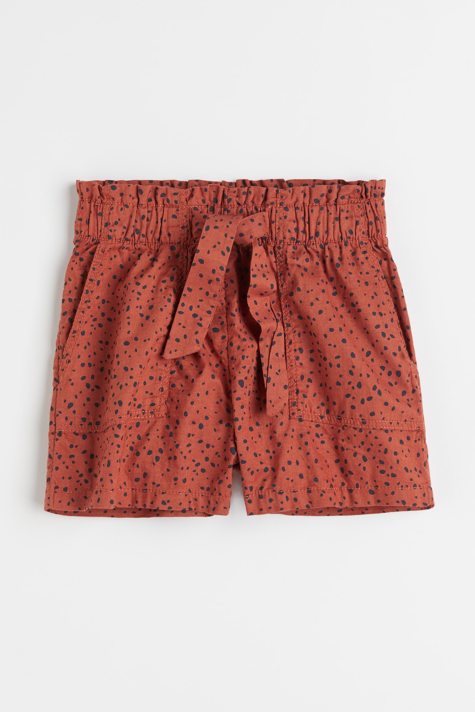 High-waisted shorts - Brick red/Spotted/Light yellow/Light blue/Checked - 1