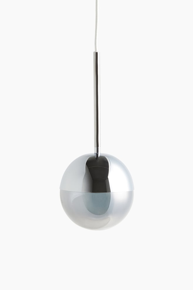Small Metal Pendant Lamp - Silver-colored - 1