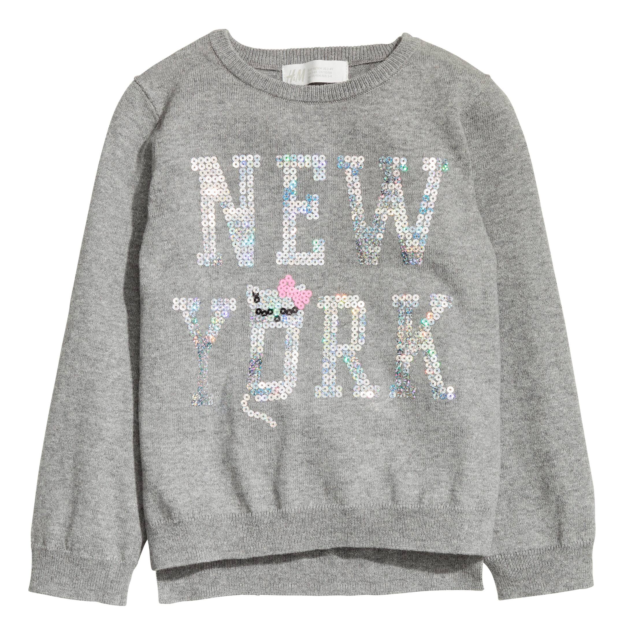 View larger image: Sequined jumper - Grey/New York - Kids | H&M GB 1