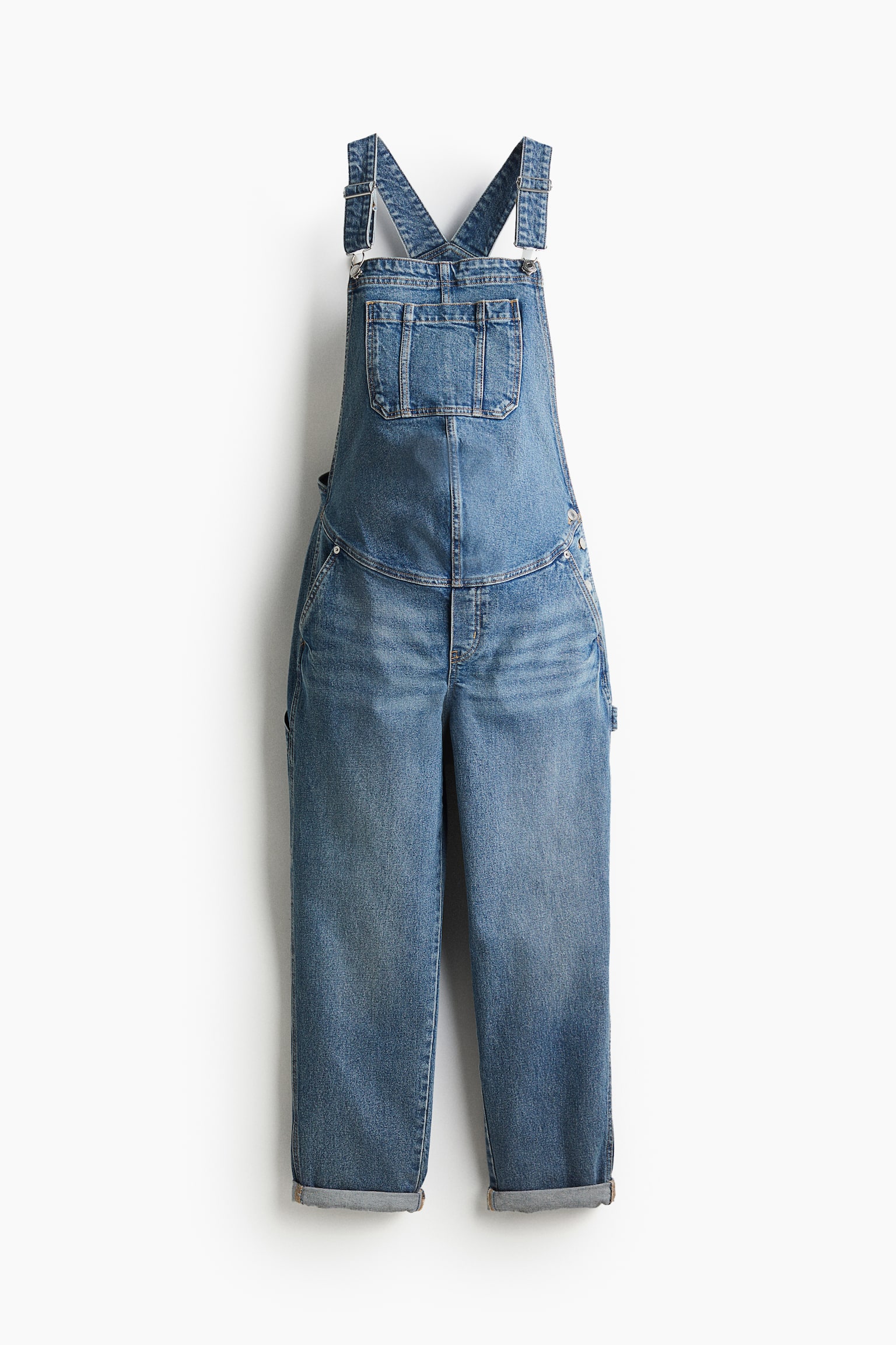 MAMA Ankle Length Denim Dungarees - Denim blue - 2