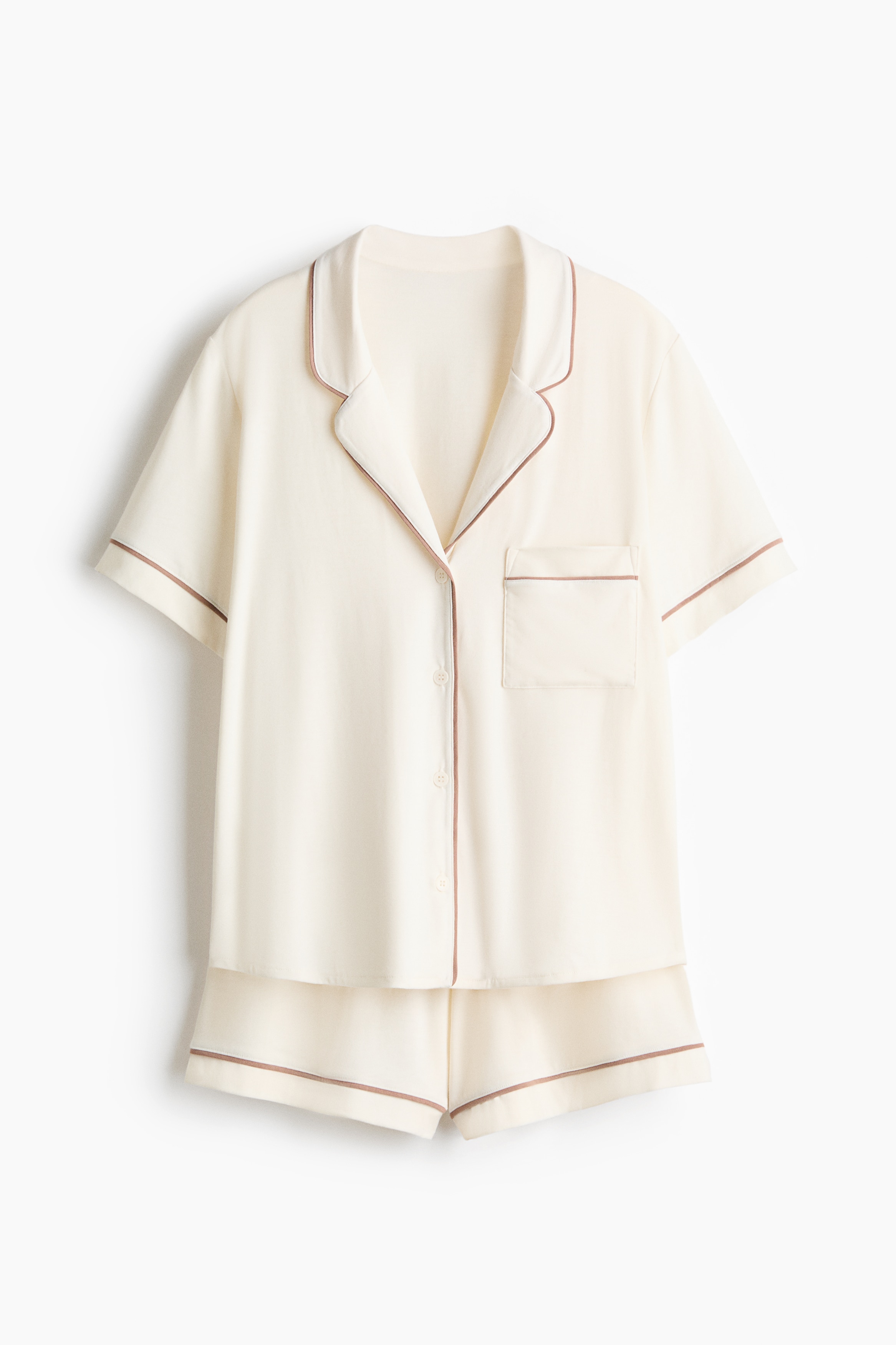 Pyjama shirt and shorts - Cream/Rust brown/Light pink
