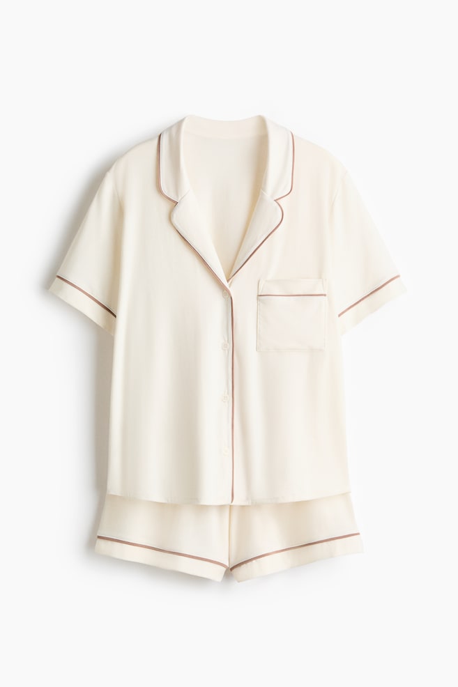 Viscose-blend pyjamas - Cream/Light pink/Black/Navy blue/Burgundy/Light blue/Rust brown - 1