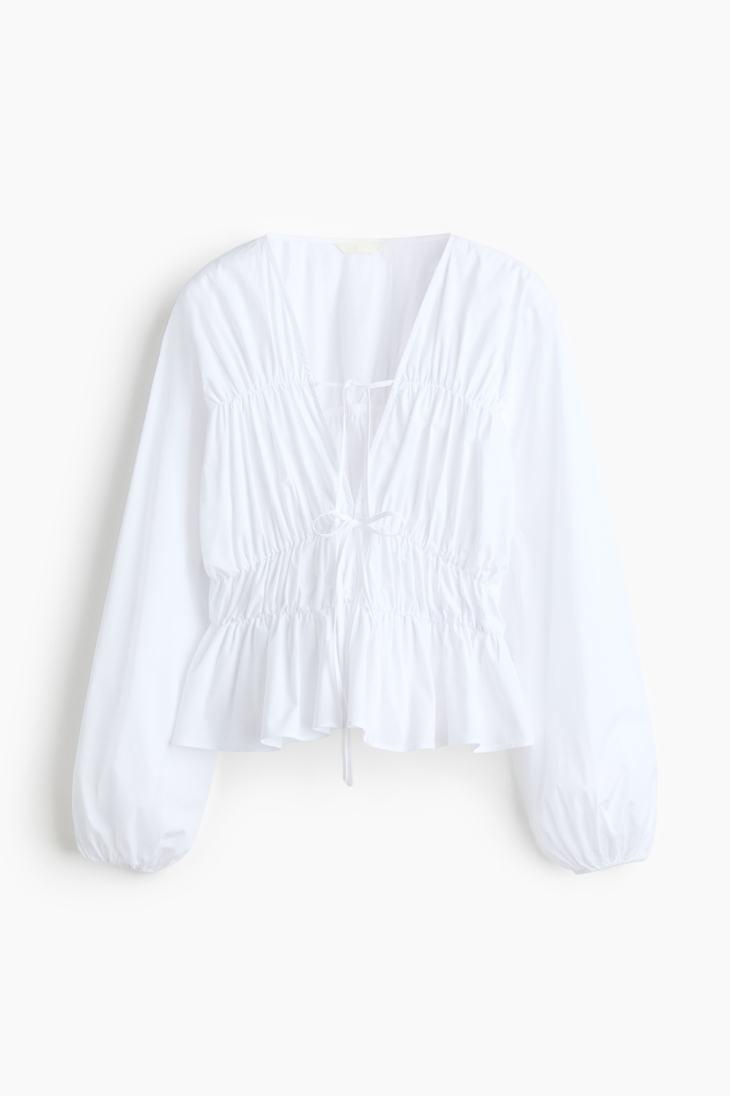 Áo kiểu poplin có dây rút - Màu trắng