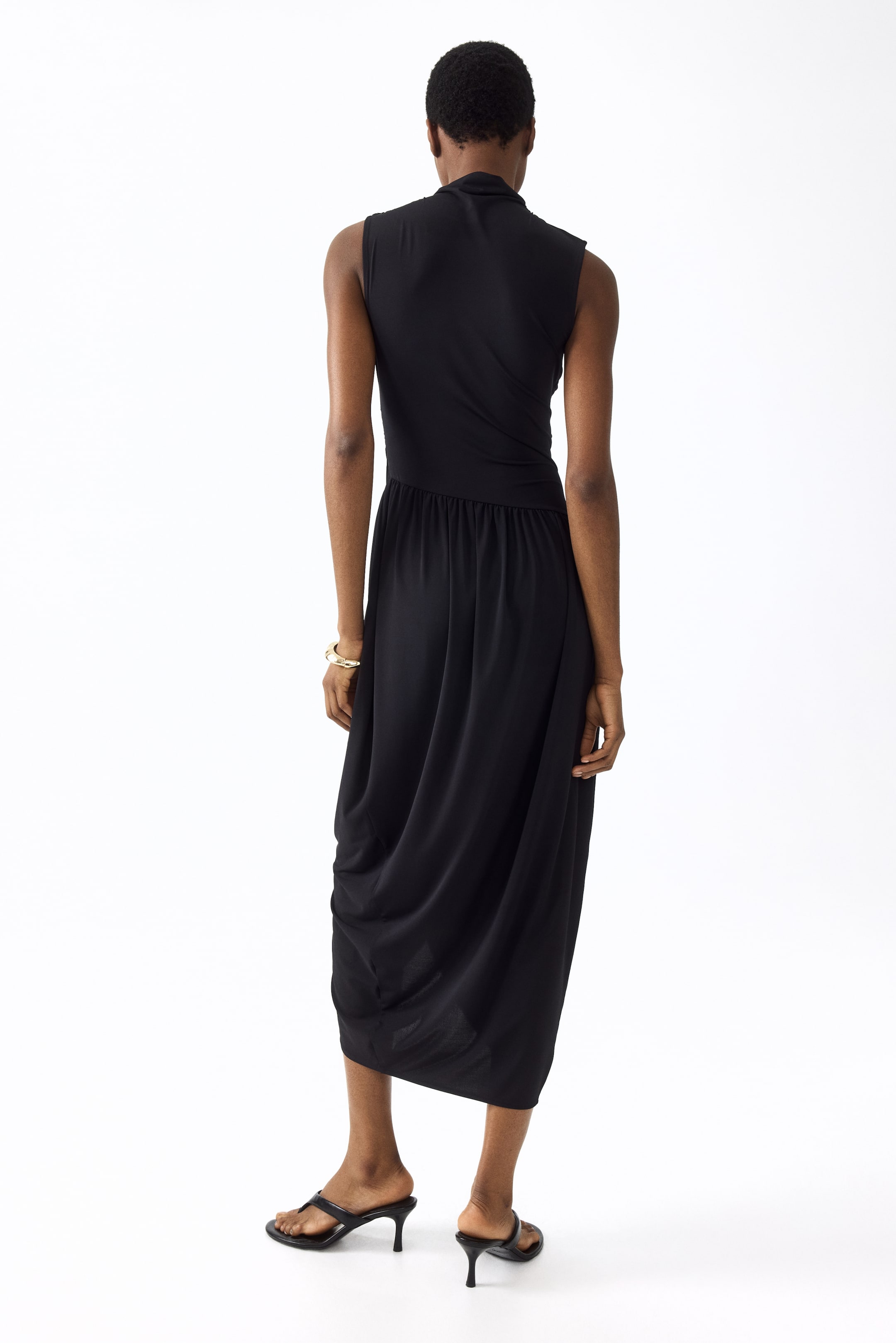 Draped Mock Turtleneck Dress